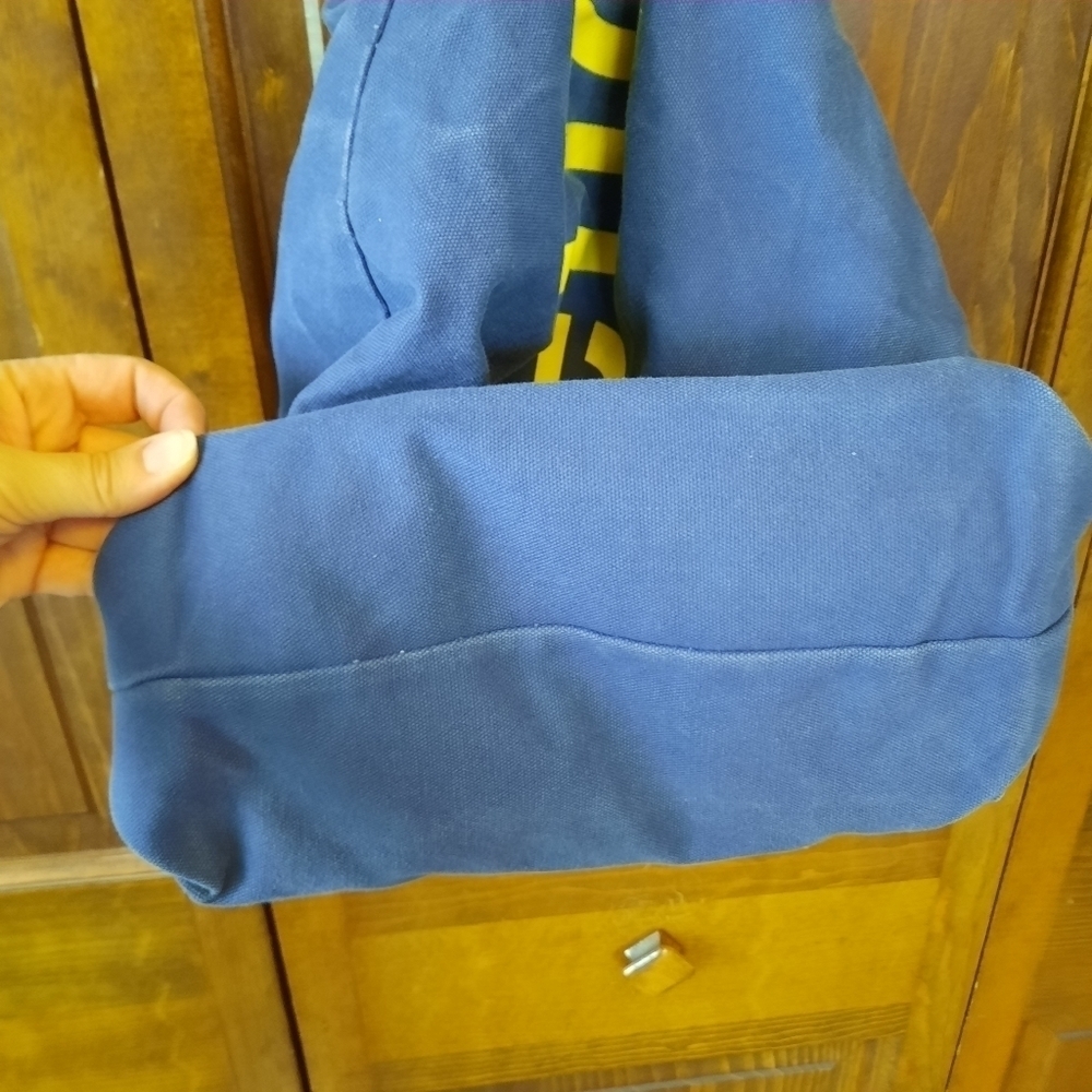 Anello Limited Edition top handle crossbody blue yellow canvas tote bag - Picture 8 of 12